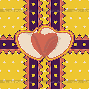 Gift design with two ribbons and double heart-shape - stock vector clipart