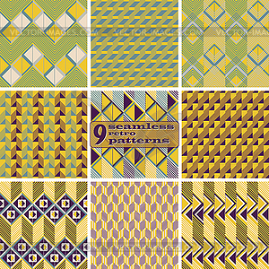 Set of seamless geometric retro patterns - stock vector clipart