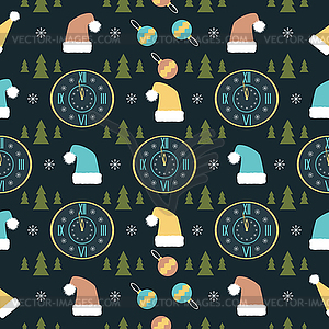 Seamless pattern with New Year symbols in retro - vector clipart