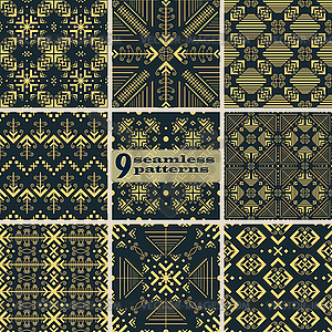 Set of seamless golden graceful oriental patterns - vector clip art