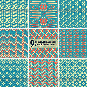 Set of seamless abstract geometric patterns in retr - vector clipart