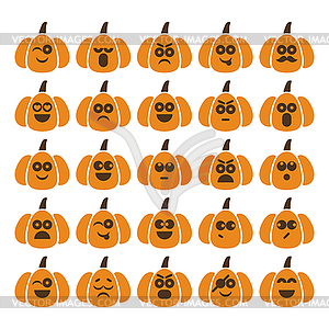 Set of pumpkins with different emotions - vector image