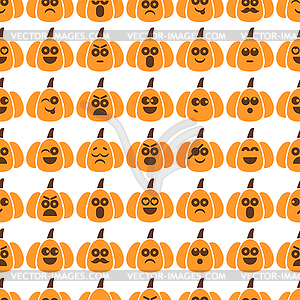 Seamless pattern of pumpkins with different emotion - vector clipart