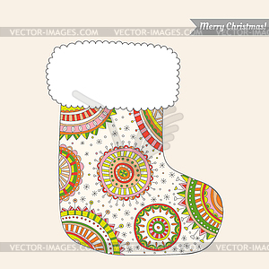 Christmas stocking for gifts, decorative pattern - vector clipart