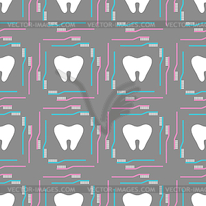 Бесшовные из зубных щеток и зубов для - векторный графический клипарт