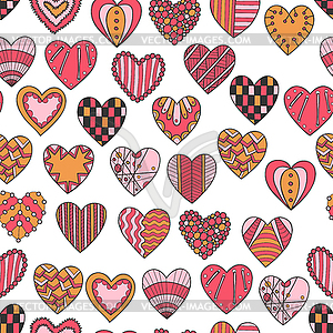 Seamless pattern of hearts - vector clip art