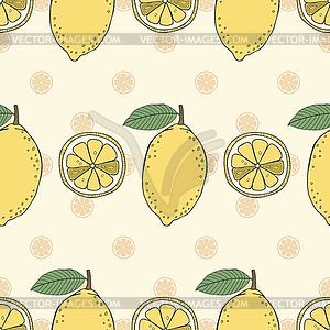 Бесшовные фрукты шаблон лимонов - изображение в векторном виде