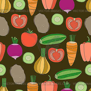 Seamless pattern of vegetables - vector clipart