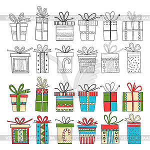 Set of gift packages, Christmas gifts - vector clip art