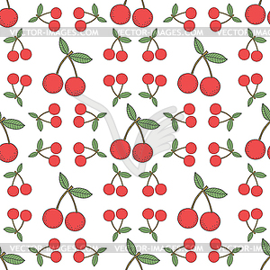 Seamless cherry pattern, fruit background - vector image