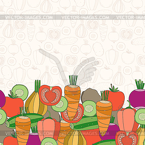 Decorative vegetables background with place for text - vector image