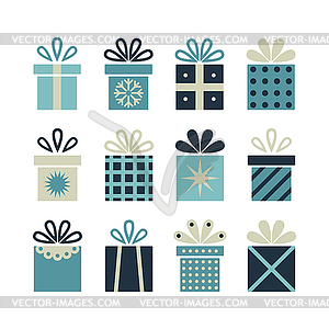 Set of flat gift packages, Christmas gifts - vector image