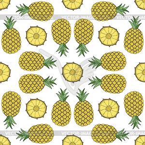 Бесшовные фрукты шаблон ананаса - клипарт в векторе / векторное изображение