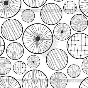 Seamless black and white abstract pattern of circles - vector clip art