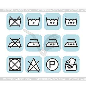 Set of instruction laundry icons, care icons, - vector image