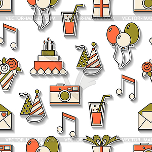 Seamless holiday pattern, happy birthday, festive - vector clipart