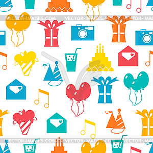Seamless holiday pattern, happy birthday, festive - vector image