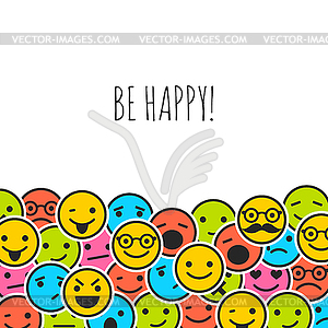 Background with color emoticons and place for text - royalty-free vector image