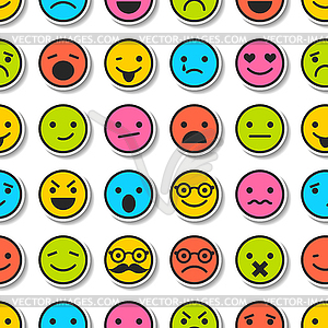 Seamless pattern with color emoticons, characters - vector clipart