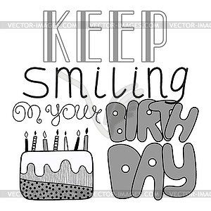 Lettering, happy birthday, congratulation - vector image