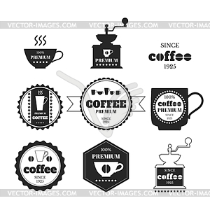 Set of coffee emblems, badges, logos, labels - vector clip art