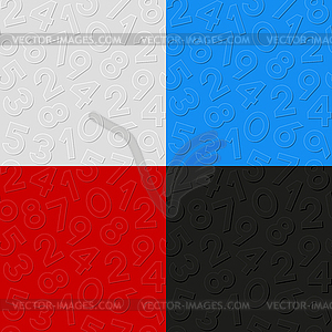 Set of seamless patterns with numbers - vector image