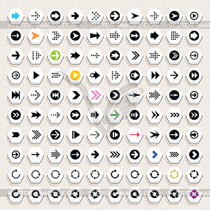 100 Икона с знак стрелки - векторный дизайн
