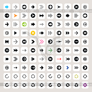 100 arrow sign icon set - vector image