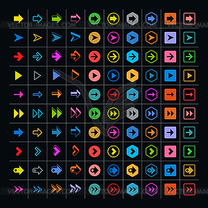 100 arrow sign icon set - vector image