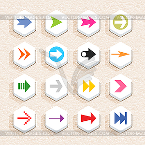 16 arrow sign icon set 02 (color on white) - vector clip art