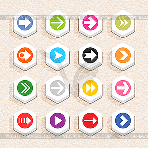 16 arrow sign icon set 03 (color on white) - vector clipart