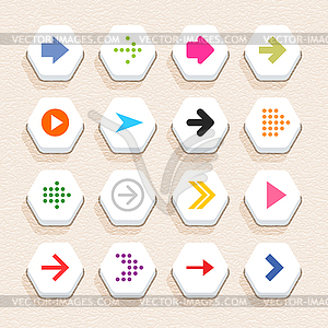 16 arrow sign icon set 01 (color on white) - vector image