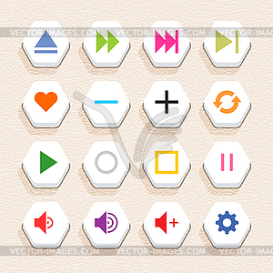 16 media sign icon set 06 (color on white) - vector clip art