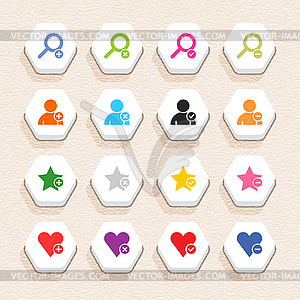 16 addition sign icon set 07 (color on white) - vector image