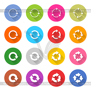 16 arrow icon set 04 (white sign on color) - vector clip art