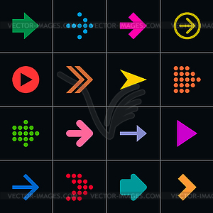 16 arrow pictogram set - vector EPS clipart