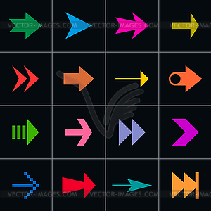 16 arrow sign pictogram set - vector clipart