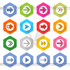 16 arrow icon set 03 (white sign on color) - vector clip art