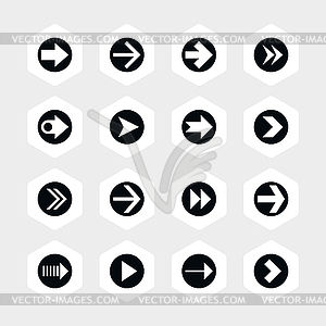 hexagon16 стрелка набор иконок знак в круге 03 - изображение в векторном формате