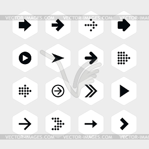 hexagon16 значок стрелки знак установлен 01 - изображение в векторе / векторный клипарт