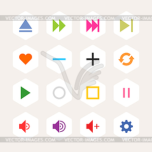 Медиаплеер кнопки управления UI набор иконок - рисунок в векторе