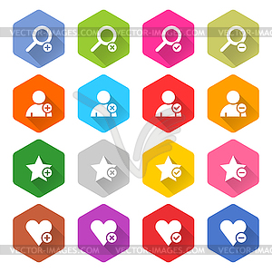 16 addition icon set 07 (white sign on color) - vector clip art