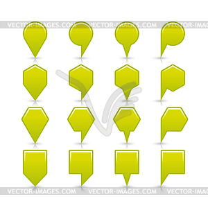 Green color map pin sign satin location icon with gray shadow and reflection - vector EPS clipart