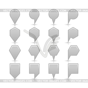 Gray color map pin sign satin location icon with gray shadow and reflection - vector clipart