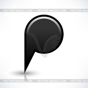 Blank map pin location sign circle shape icon with gray shadow and gradient reflection in simple flat style - vector image