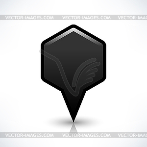 Blank map pin location sign rounded hexagon shape icon with gray shadow and gradient reflection in simple flat style - vector image