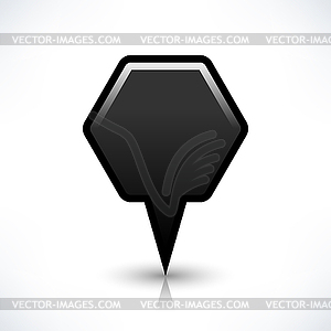 Blank map pin location sign rounded polygon shape icon with gray shadow and gradient reflection in simple flat style - vector image