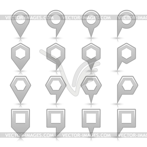 Gray color map pin icon satin location sign with empty copy space, gray shadow and reflection - vector clipart