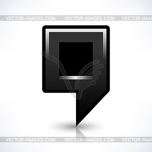 Black map pin location sign rounded square shape icon with shadow and reflection in simple flat style - vector image