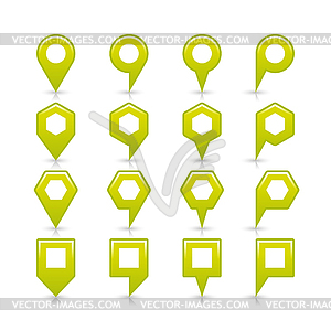 Light green color map pin sign satin location icon with gray shadow and reflection - vector image